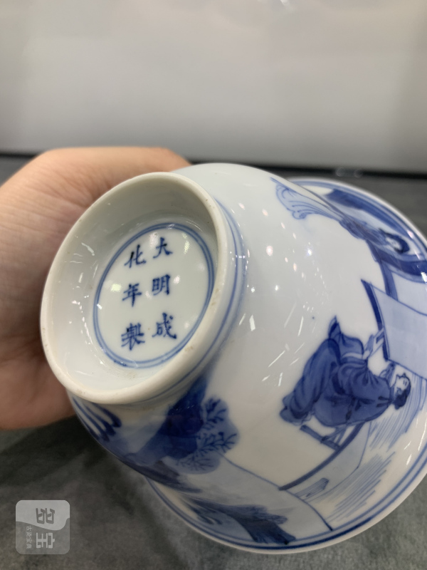 清康熙青花西厢记人物故事纹杯 - 图11